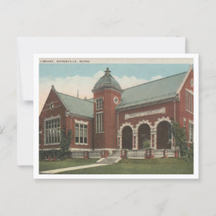Cartão Postal Biblioteca, Waterville Maine, 1920 Vintage inspira
