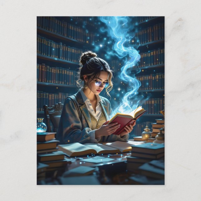 Cartão Postal Biblioteca Whimsical - Evocando Um Sentido De Mara (Frente)