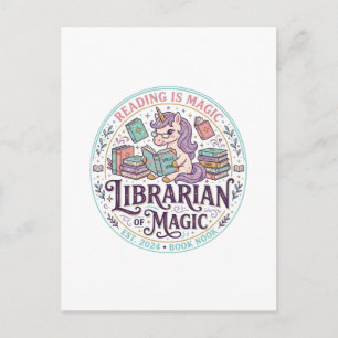 Cartão Postal Bibliotecário Unicórnio de Magia Produto Original