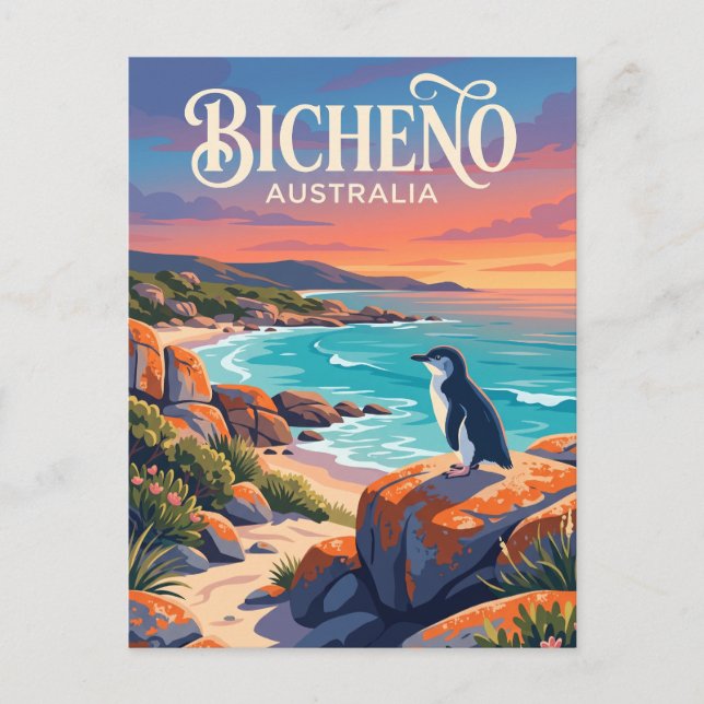 Cartão Postal Bicheno Austrália (Frente)