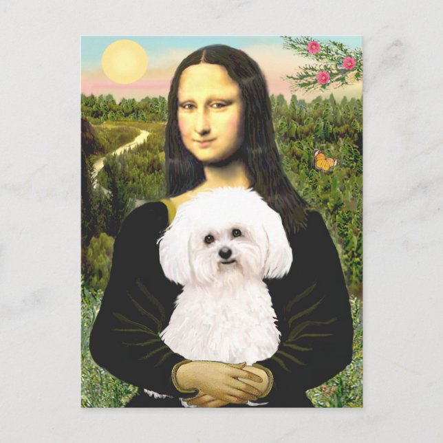 Cartão Postal Bichon Frise 2R - Mona Lisa (Frente)