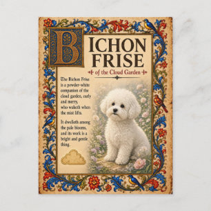 Cartão Postal Bichon Frise, Arte Medieval de Bestiário