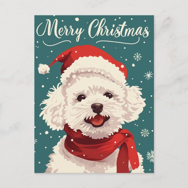 Cartão Postal Bichon Frise Felry Natal (Frente)