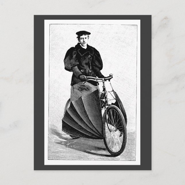 Cartão Postal Bicicleta Antiga Esportes de Ciclismo Vitoriano (Frente)