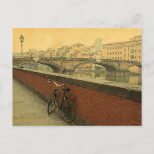 Cartão Postal bicicleta ao fundo Ponte velha de Florença