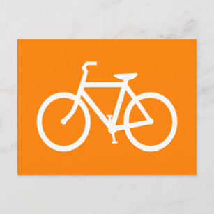 Cartão Postal Bicicleta Branca e Laranja
