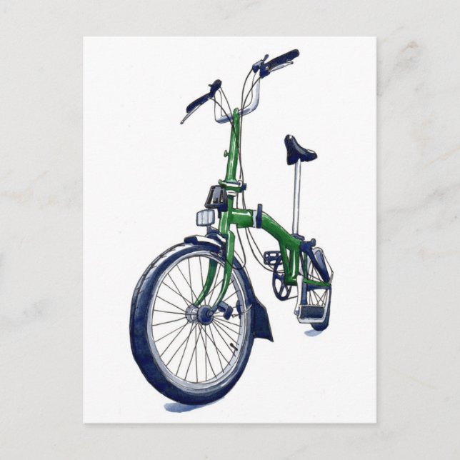 Cartão Postal Bicicleta Brompton Verde (Frente)