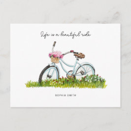Cartão Postal Bicicleta com cesto de flores