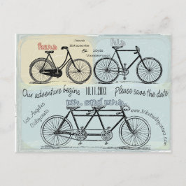 Cartão Postal Bicicleta construída para dois que casam-se