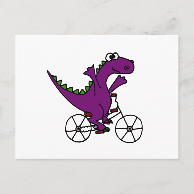 Cartão Postal Bicicleta de Dinossauro Puro Feliz (Frente)