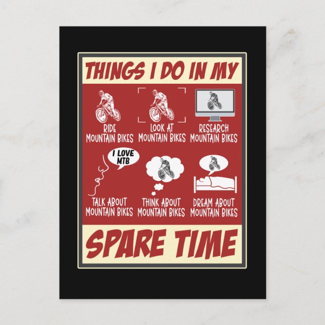 Cartão Postal Bicicleta de Montanha Divertida Humor MTB Ciclismo (Frente)