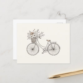 Cartão Postal Bicicleta de Vintage com Cartão-Postal de Blooming
