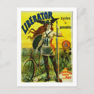 Cartão Postal Bicicleta de Vintagem de Ciclos e Automóveis do L