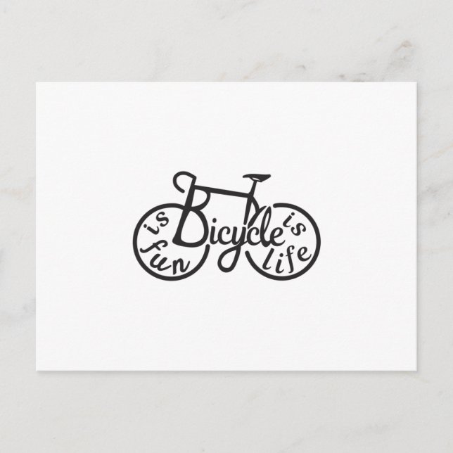 Cartão Postal Bicicleta é divertida, Bicicleta é vida (Frente)
