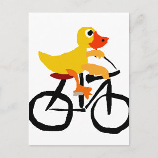 Cartão Postal Bicicleta Engraçado de Pato Amarelo