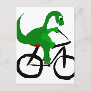 Cartão Postal Bicicleta Engraçado Dinossauro Verde