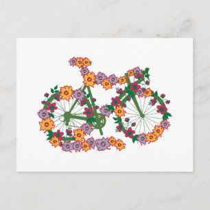 Cartão Postal Bicicleta Floral