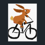Cartão Postal Bicicleta Funny Brown Rabbit<br><div class="desc">Coelho giro e giro cavalgando um design de arte original de bicicleta.  Também é possível adicionar texto personalizado e alterar a cor do plano de fundo ao solicitar.</div>