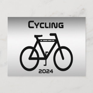 Cartão Postal Bicicleta Prata Negra com Calendário 2024 na Parte