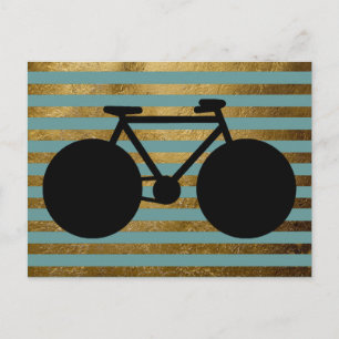 Cartão Postal bicicleta preta listrada com cores azul e dourado