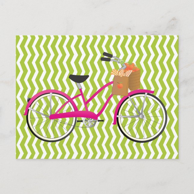 Cartão Postal Bicicleta Quente de PInk com Laranjas (Frente)