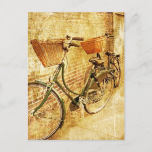 Cartão Postal Bicicleta Romântica Francesa Moderna Vintage Pari