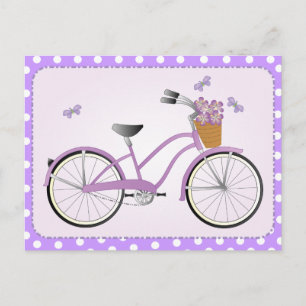 Cartão Postal Bicicleta Roxa com Pontos
