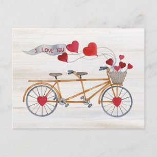 Cartão Postal Bicicleta Rústica De Namorados Construída Para D