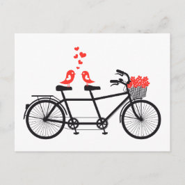 Cartão Postal bicicleta tandem com pássaros bonitinhos