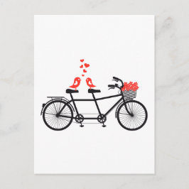 Cartão Postal bicicleta tandem com pássaros bonitinhos