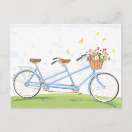 Cartão Postal Bicicleta Vintage Tandem com Flower Basket
