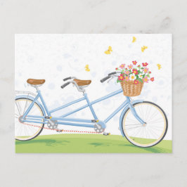 Cartão Postal Bicicleta Vintage Tandem com Flower Basket