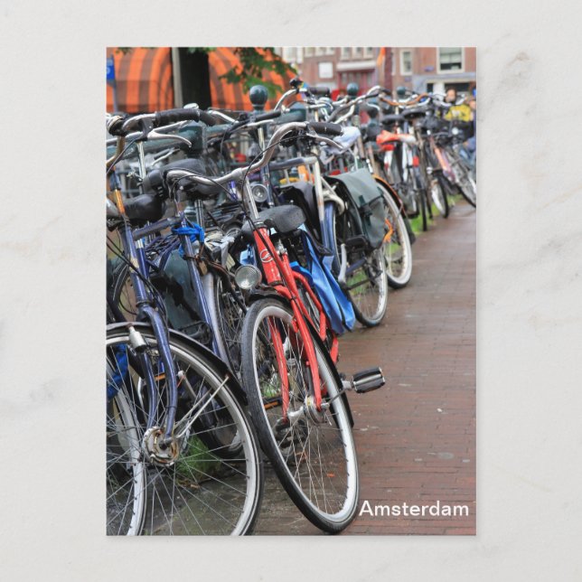 Cartão Postal Bicicletas de Amsterdã (Frente)