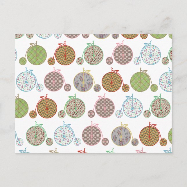 Cartão Postal Bicicletas de roda da frente, de grande porte e be (Frente)