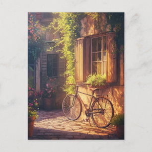 Cartão Postal Bicicletas de Vintage e Potes de Flor