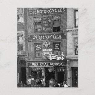 Cartão Postal Bicicletas, Motocicletas e Chop Suey, início dos a