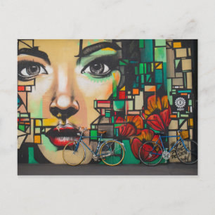 Cartão Postal Bicicletas na parede do Grafite