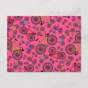 Cartão Postal Bicicletas rodoviárias cor-de-rosa