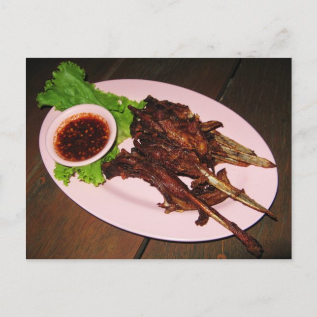 Cartão Postal Bicos de Pato de churrasco... Comida de rua da Ási (Frente)