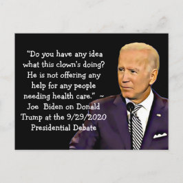Cartão Postal Biden cita o plano de saúde de Trump