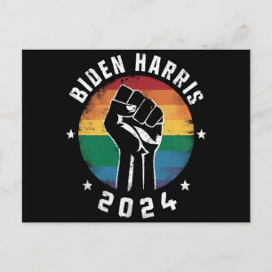 Cartão Postal Biden Harris 2024 LGBT Rainbow Orgulho gay Electio
