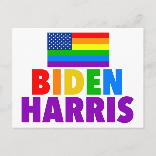 Cartão Postal Biden Harris Rainbow American Flag Orgulho gay (Frente)