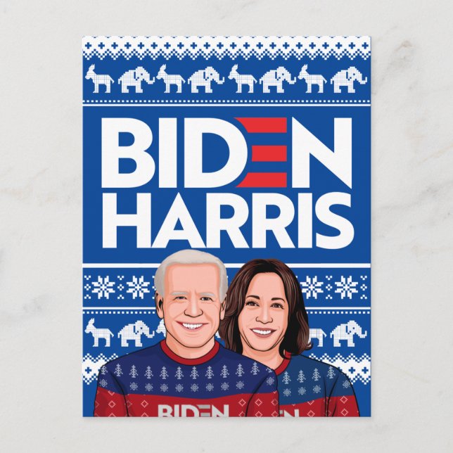 CARTÃO POSTAL BIDEN HARRIS UGLY SWEATER (Frente)