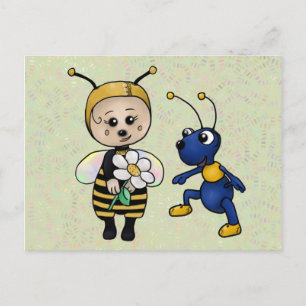 Cartão Postal Biene und Ameise