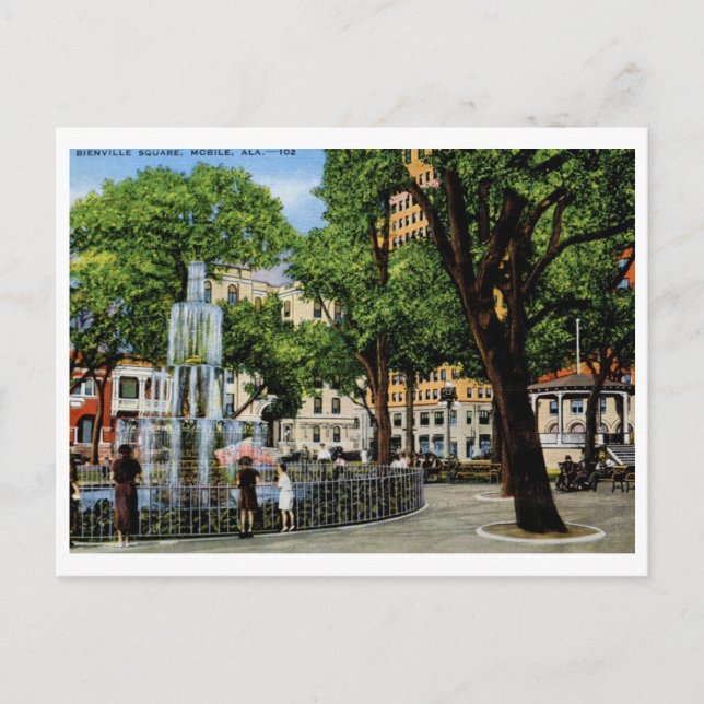 Cartão Postal Bienville Sq., Mobile, AL Vintage (Frente)