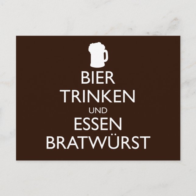 Cartão Postal BIER TRINKEN UND ESSEN BRATWURST Okroberfest (Frente)