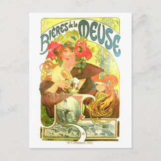 Cartão Postal Bières de la Meuse, Alphonse Mucha