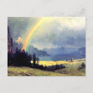 Cartão Postal Bierstadt - Após o Chá, pintura de arte,