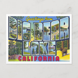 Cartão Postal Big Bear Lake, California Vintage Big Letters