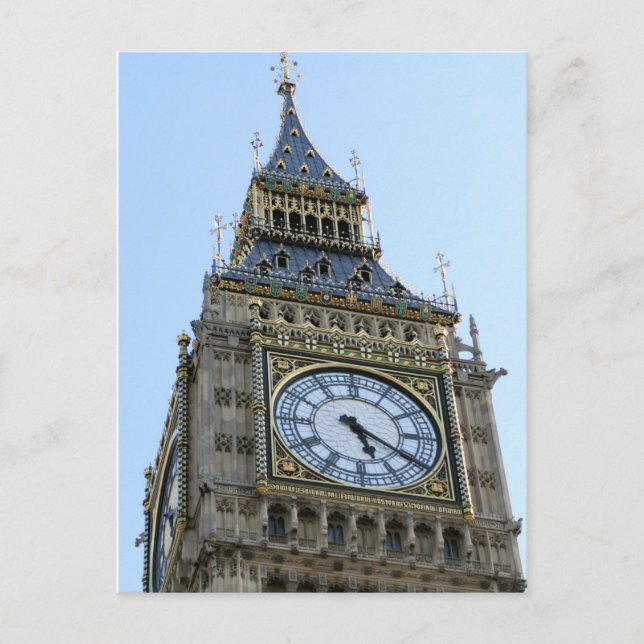 Cartão Postal Big Ben Clock em Londres, Inglaterra Reino Unido (Frente)